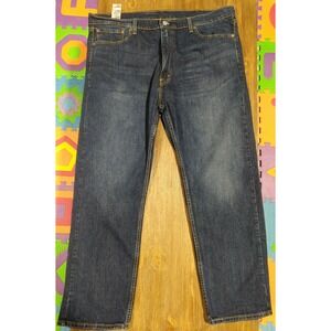 Levi's 505 Straight Leg Regular Fit‎ Dark Wash Blue Denim Jeans Men's Size 42x30